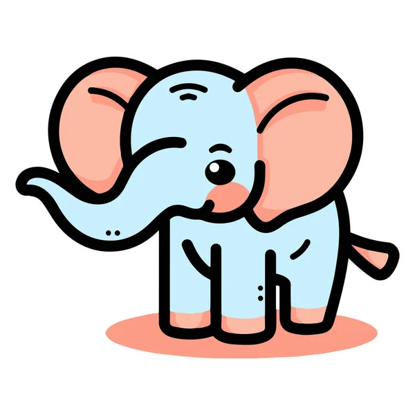 Kézzel Rajzolt Aranyos Elefánt Firka Stílusban Elszigetelt Háttérben — Stock Vector