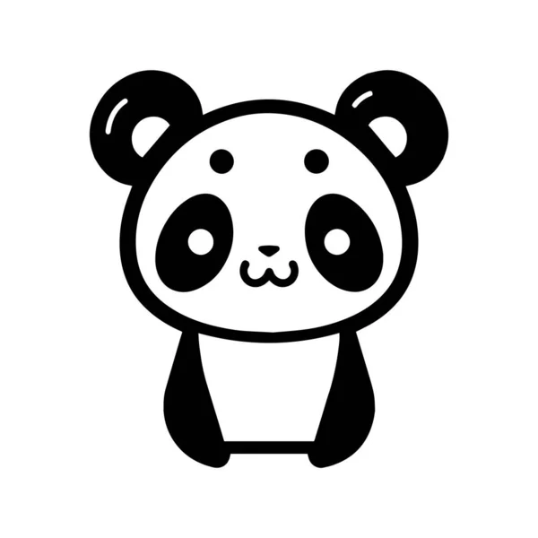 Mão Desenhado Bonito Panda Doodle Estilo Isolado Fundo — Vetor de Stock