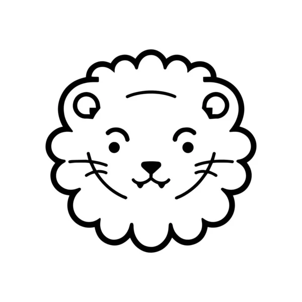 Lion Mignon Dessiné Main Dans Style Doodle Isolé Sur Fond — Image vectorielle