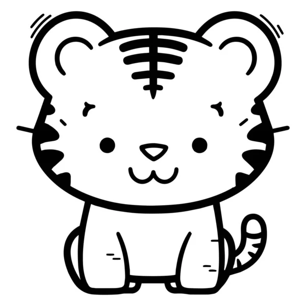 Ręcznie Rysowane Cute Tygrys Stylu Doodle Izolowane Tle — Wektor stockowy