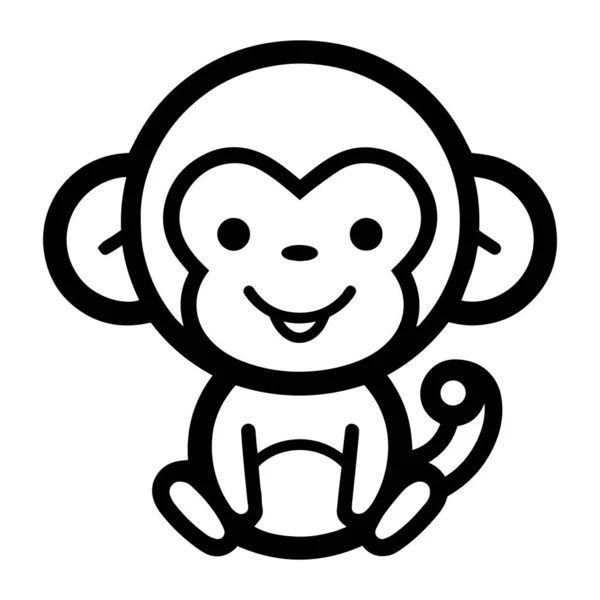 Handgezeichneter Süßer Affe Doodle Stil Isoliert Auf Hintergrund — Stockvektor