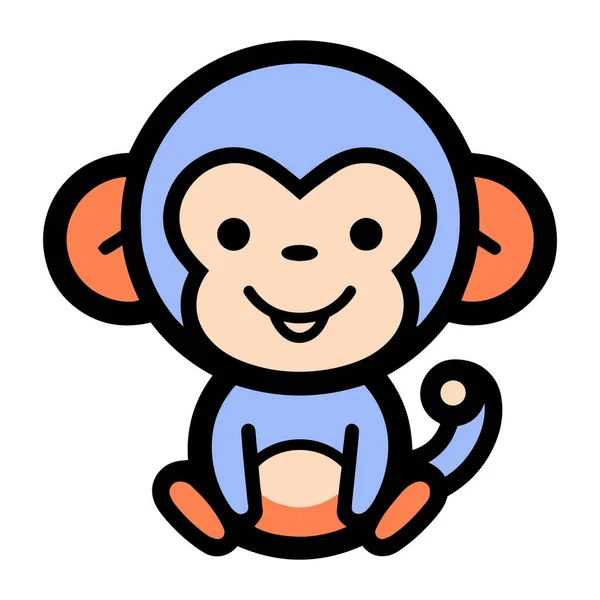 Hand Drawn Cute Monkey Doodle Style Isolated Background — Stock Vector