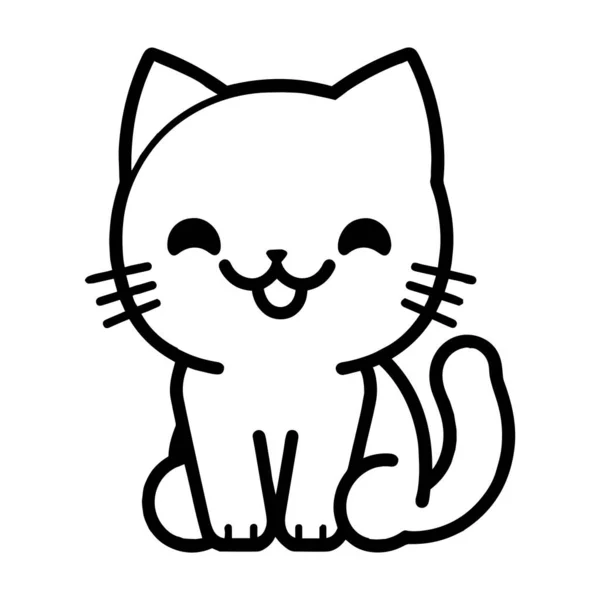 Hand Drawn Cute Cat Doodle Style Isolated Background — Stock Vector