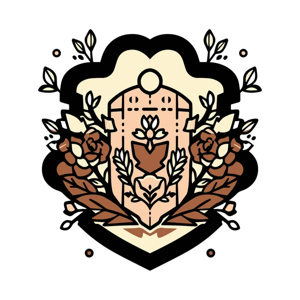 Винтажный Логотип Стиле Плоской Линии Искусства Изолированы Заднем Плане — стоковый вектор