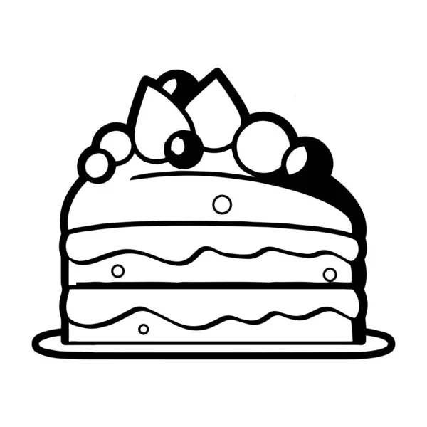 Delicious Cake Flat Line Art Style Isolated Background — Stock Vector