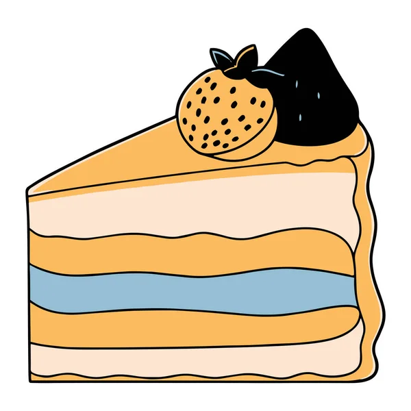 Вкусный Торт Стиле Плоской Линии Искусства Заднем Плане — стоковый вектор
