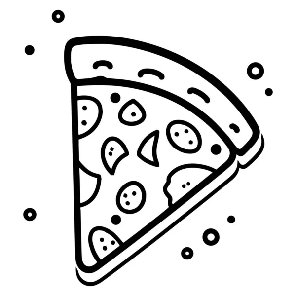 Pizza Estilo Arte Linha Plana Isolado Fundo — Vetor de Stock