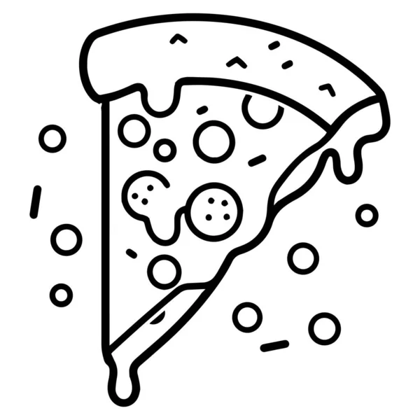 Pizza Estilo Arte Linha Plana Isolado Fundo — Vetor de Stock