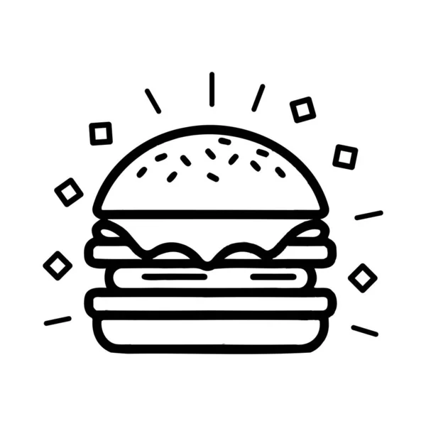 Handgezeichneter Hamburger Doodle Stil Isoliert Auf Hintergrund — Stockvektor