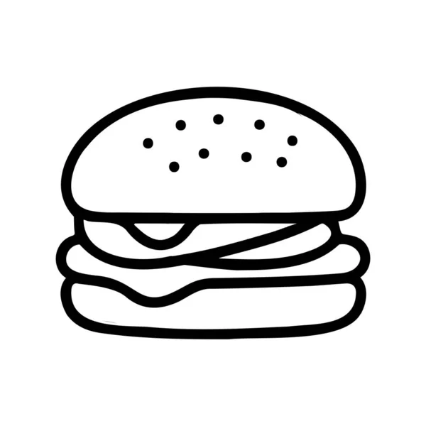 Handgezeichneter Hamburger Doodle Stil Isoliert Auf Hintergrund — Stockvektor