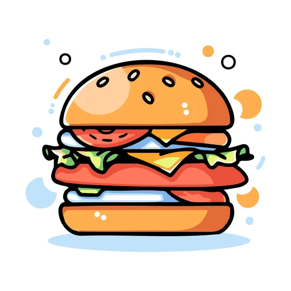 Hamburger Gambar Tangan Dalam Gaya Corat Coret Terisolasi Latar Belakang - Stok Vektor