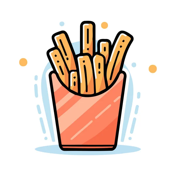 Hand Drawn French Fries Doodle Style Isolated Background — Stock Vector