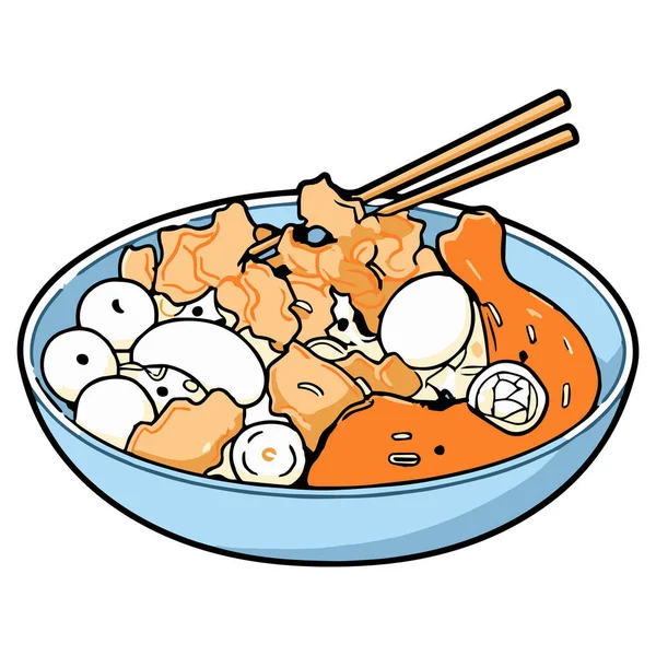 Hand Drawn Japanese Food Doodle Style Isolated Background — Stock Vector