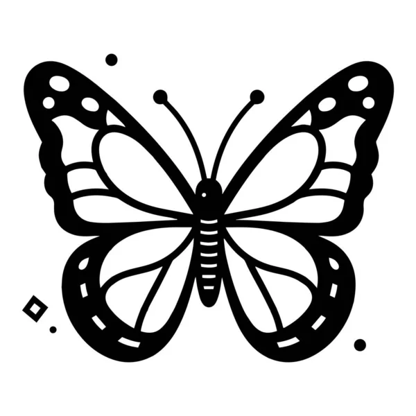 Ręcznie Rysowane Motyl Stylu Doodle Izolowane Tle — Wektor stockowy