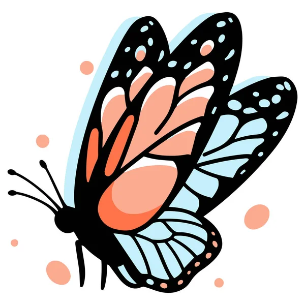 Handgezeichneter Schmetterling Doodle Stil Isoliert Auf Hintergrund — Stockvektor