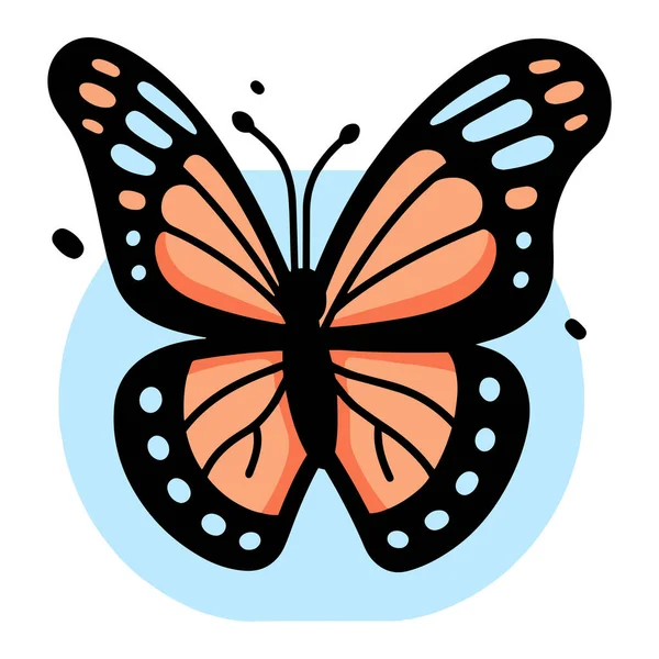 Hand Drawn Butterfly Doodle Style Isolated Background — Stock Vector