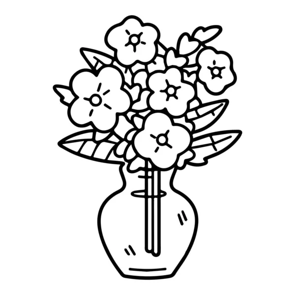Ręcznie Rysowane Kwiat Bukiet Stylu Doodle Izolowane Tle — Wektor stockowy