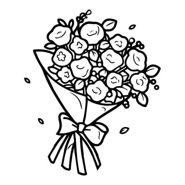 Handgezeichneter Blumenstrauß Doodle Stil Isoliert Auf Hintergrund — Stockvektor
