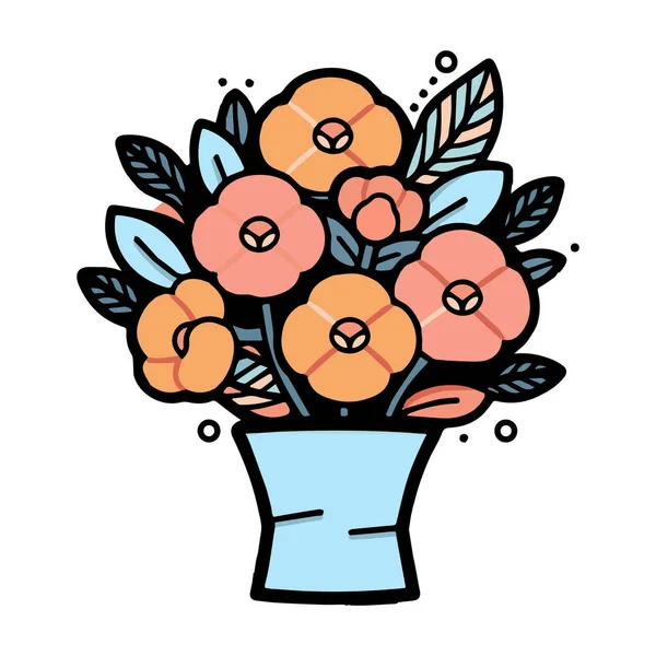 Hand Drawn Flower Bouquet Doodle Style Isolated Background — Stock Vector