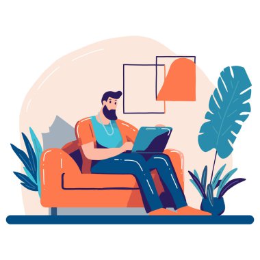 El Çizimi Serbest Çalışan Ofis tarzı resimleme arka planda izole iş fikirleri için