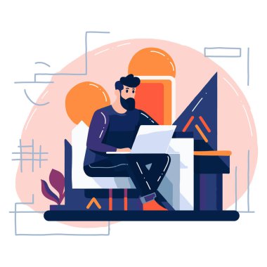 El Çizimi Serbest Çalışan Ofis tarzı resimleme arka planda izole iş fikirleri için