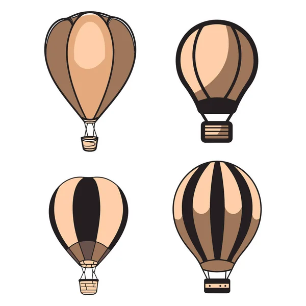 Vintage Ballon Logo Platte Lijn Kunst Stijl Geïsoleerd Achtergrond — Stockvector