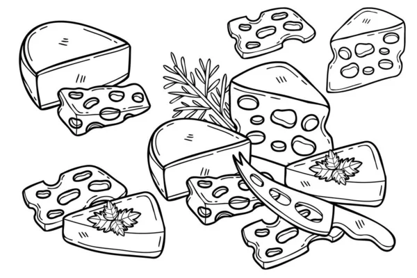 手工制作的奶酪套件 以平面图解形式展示背景下独立的商业理念 — 图库矢量图片
