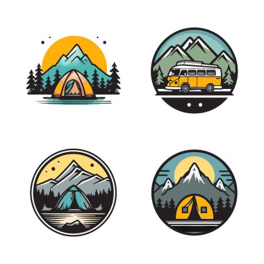 Arka planda izole edilmiş düz çizgili klasik dağ logosu