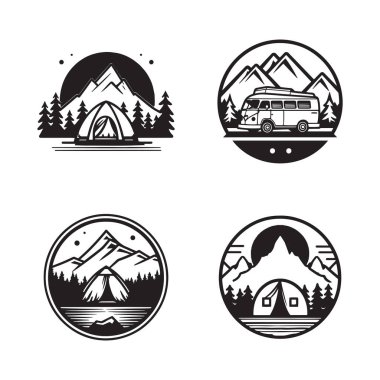 Arka planda izole edilmiş düz çizgili klasik dağ logosu