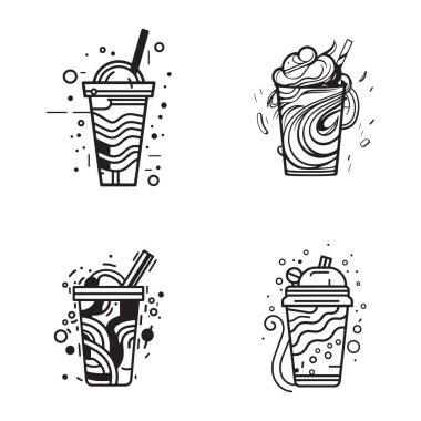 Arka planda izole edilmiş düz çizgili milkshake logosu