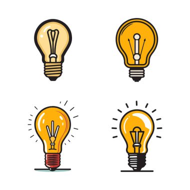 El çizimi, arka planda izole edilmiş düz çizgili ampul logosu