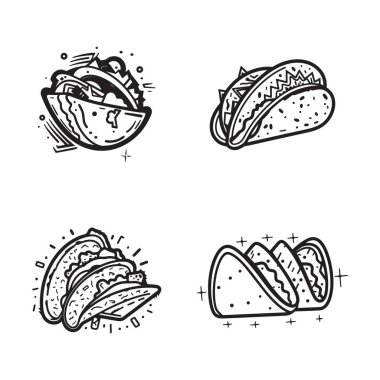 Arka planda izole edilmiş düz çizgili Taco logosu.