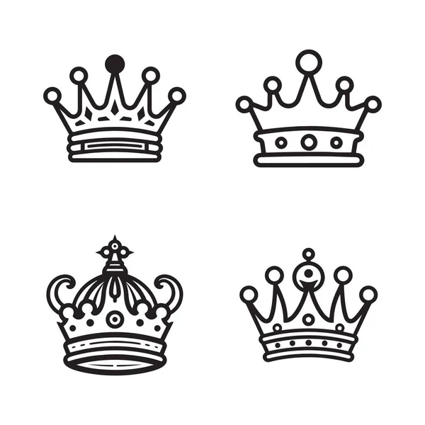 Handgezeichnetes Vintage Crown Logo Flachen Kunststil Isoliert Auf Hintergrund — Stockvektor