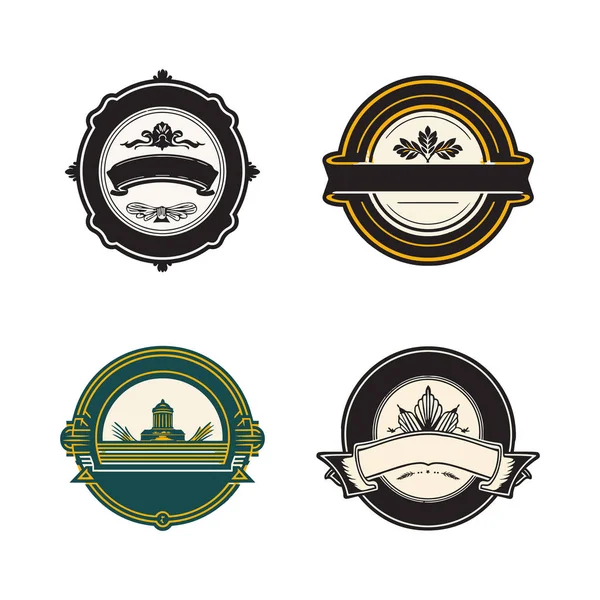 Arka Planda Izole Edilmiş Düz Çizgili Vintage Logo — Stok Vektör