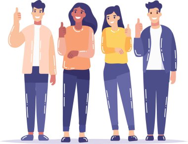 El Çizimi Gülümseyen karakter arka planda izole edilmiş düz bir şekilde başparmak pozu veriyor