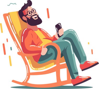 El çizen adam düz bir şekilde oturuyor ve dinleniyor.