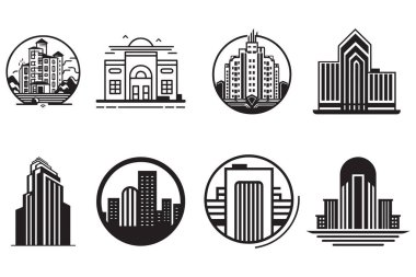 Minimalist bina logosu arka planda izole edilmiş