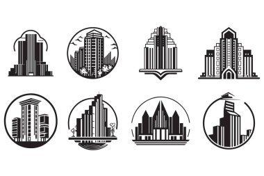 Minimalist bina logosu arka planda izole edilmiş