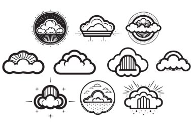 El çizimi, arka planda izole edilmiş düz stil bulut logosu