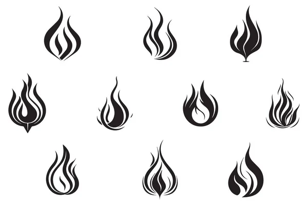 背景に描かれたフラットスタイルで手描きヴィンテージ火災ロゴ — ストックベクタ