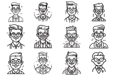 El çizimi erkek karakter logosu arkaplanda izole edilmiş.