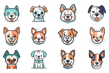 Arka planda izole edilmiş şirin köpek logosu