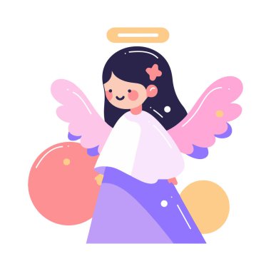 El çizimi arka planda izole edilmiş düz stil sevimli peri