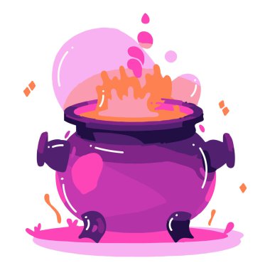El Çizimi Şirin Cadı Kazanı arkaplanda izole edilmiş düz bir şekilde