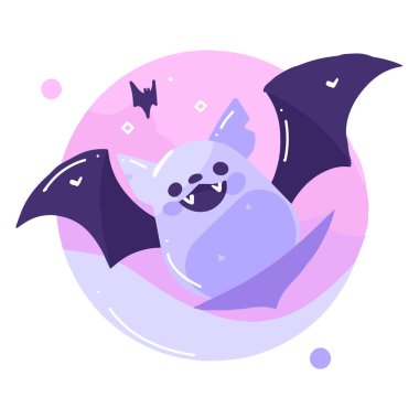 El çizimi arka planda izole edilmiş düz stil şirin yarasa