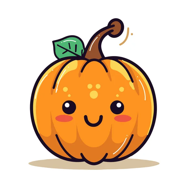 Zucca Halloween Carino Disegnato Mano Stile Piatto Isolato Sfondo — Vettoriale Stock