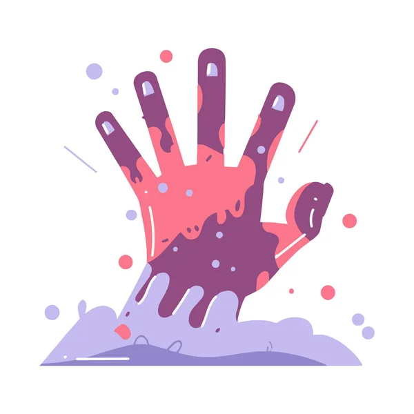 Hand Drawn Zombie Hand Flat Style Isolated Background — Stock Vector