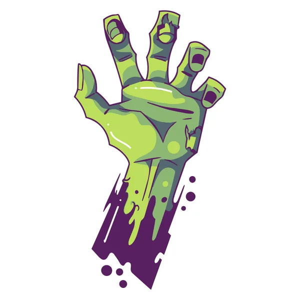 Ręcznie Rysowane Zombie Ręka Płaskim Stylu Izolowane Tle — Wektor stockowy