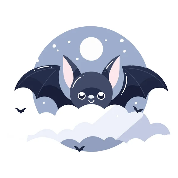 Hand Drawn Cute Bat Flat Style Isolated Background — Stock Vector