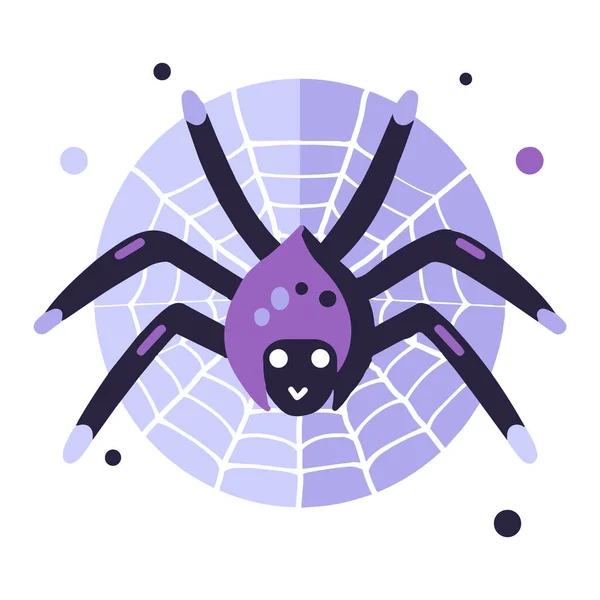 Handgezeichnete Niedliche Spinne Flachem Stil Isoliert Auf Hintergrund — Stockvektor